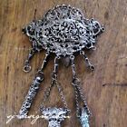19th Century Silver-metal Chatelaine Antique With 3 Accessories Scissors Sheath