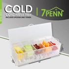 7penn   Condiment Tray With Ice Chamber Lid Tongs Spoons 5 Condiment Containers