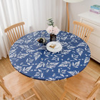 Round Vinyl Fitted Tablecloth With Flannel Backing Elastic Edged Table Cloth