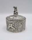 Sterling Repousse Round Cherub Box Hanau neresheimer-london Import Marks 1895