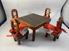Dollhouse Dining Table And 4 Chairs Set Vintage Wooden Miniature Furniture