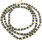 Ghana   black And Yellow Multi Flower Recycled Glass African Trade Beads