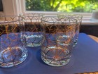 4 Vintage Double Old Fashioned Glasses Rocks Glass Metallic Gold Unbranded