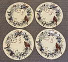 Lenox Winter Greetings Ivory China Dinner Plates   Set Of 4   Birds Holly