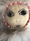 Vintage Alaska Eskimo Doll Handmade 8 Inches Felt Fur Hat Trim Beaded