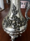 Ornate Vintage Italian Peltrato Silver Finish Plate Footed Pitcher Italy 10  T