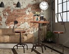  Industrial Pub Table 23 6  Round Wood Top Adjustable Height 30 3 -35 4  With 