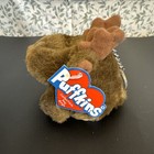 Vintage Swibco Puffkins 6612 Gus Moose Keychain With Tag Brown Soft Plush Toy