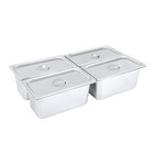 4pcs 6  Stainless Steel Deep Steam Table Pans With Lids 1 3 Size Hotel Food Prep