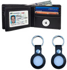 Airtag Wallet   2-pack Keychain Genuine Leather Credit Card Holder Air Tag Case