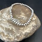 Stretch Navajo 4mm Beads 7    Sterling Silver Bracelet 99047