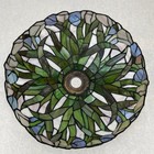 Vintage Tiffany-style Stained Glass Lampshade Blue Green White 14 5 In