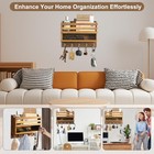 Brown Mail Key Organizer Wall Mount Holder Storage Box 5 Hooks Entryway Decor