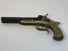 Vintage 1950 s Hubley Pirate Toy Pistol Double Barrel Cast Iron Cap Gun - Works