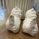 2 Vintage Ceramic Long Hair White Persian Cat Kitty Statue Figurine