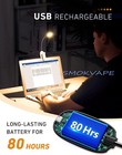 Dimmable Led Desk Light Clip Table Bedside Reading Lamp Usb Rechargeable Night
