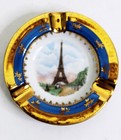 Limoges France Small Ashtray Eiffel Tower Gold Blue 4  Vintage Trinket Dish