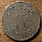 1904 Pueblo  Colorado Co Johnson s Hotel Saloon Cigars Good For 5   Trade Token