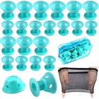40 Pcs Magic Hair Rollers - 20 Large   20 Small Silicone Curlers In Pale Cyan