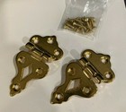 Pair Of Ice Box Hardware Hinges - Polished Brass Finish 3 8  Offset -with Screws
