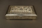 Antique Persian Islamic 84 Solid Silver Box Repousse Bird Flower Ghalamzani