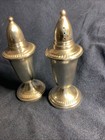 Vintage Crown Sterling Silver Salt   Pepper Shaker Set Weighted   Glass
