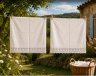 Vintage Hand Crochet Lace King Pillowcases White Cotton Pair Cottage Farmhouse