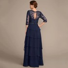 Navy Mother Of The Bride Dresses 3 4 Sleeve Appliques Tiered Chiffon Party Gowns
