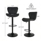 Black Set Of 2 Adjustable Swivel Bar Stools Counter Height Pu Leather Chairs