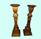 Antique Heavy Hand Forged Solid Brass Candle Holders Pair 9 