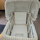 Antique White Wicker   Metal Baby Carriage Pram Baby Dolls Not Included