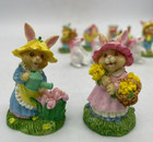 Vintage Easter Lot Of 11 Cake Topper Miniature Rabbits Bunnies Easter Train Eggs