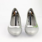 Crocs Womens Lina Pump Size 9 Light Gray Hammered Metal Wedge Heel Fashion Shoe