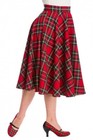 Red Tartan 50s Style Party Swing Skirt Women   s High Waist Plaid Holiday Skirt