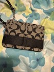 New Coach Gray Black Canvas Wristlet W Print Zip Top F42618 Sbwbk