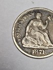 1871 United States Seated Liberty Half Dime Silver  H10c Type 5  f Fine  Coin