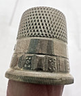 Vintage Size 12 Panel Border Pattern Sterling Silver Shield Maker s Mark Thimble
