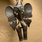 Vintage Large Pewter Elephant Necklace-4   x 2 5    Moving Figure  20    Chain Adjusts
