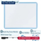 Dry Erase Board 14 x11  With A Black Dry Erase Marker blue Frame small Mini Whit