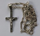 Catholic Crucifix Cross Pendant On A Chain 49 Cm  925 Silver  Weight 4 75 G 