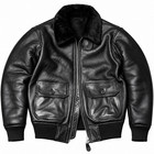 Men   s Genuine Leather Shearling Bomber Jacket Black Fur Lined Warm Winter Coat