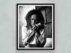 Bob Marley Smoking Weed Poster  Black And White  Bob Marley Print  Vintage Photo