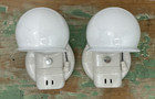 Nos Pair Vtg Art Deco Milk Glass Bathroom Wall Sconces 1920s 1930 1940 Porcelain