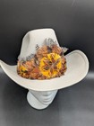 Beautiful 100  Wool Vintage Men   s Fedora Hat With Feathers Star Gray 3 1 8 Rim