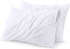 Waterproof Pillow Protectors With Zipper 2 Pack Standard Queen King Size White