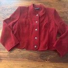 Giesswein Austria Red Boiled Wool Trachten Jacket Scalloped Hem Size 44 Us 14