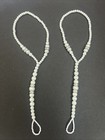 Pair Of Pearl Barefoot Sandal Ankle Foot Toe Ring Anklet Set Stretchy Summer