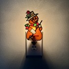 Vtg Night Light Christmas Snowman Stained Glass Like Flip Switch 5    Holiday