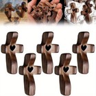 20pcs Walnut Wood Thumb Crosses Wooden Handheld Decor Church Easter Christmas