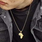 Gold Plated Stainless Steel Africa Continent Map Pendant Necklace Box Link Chain